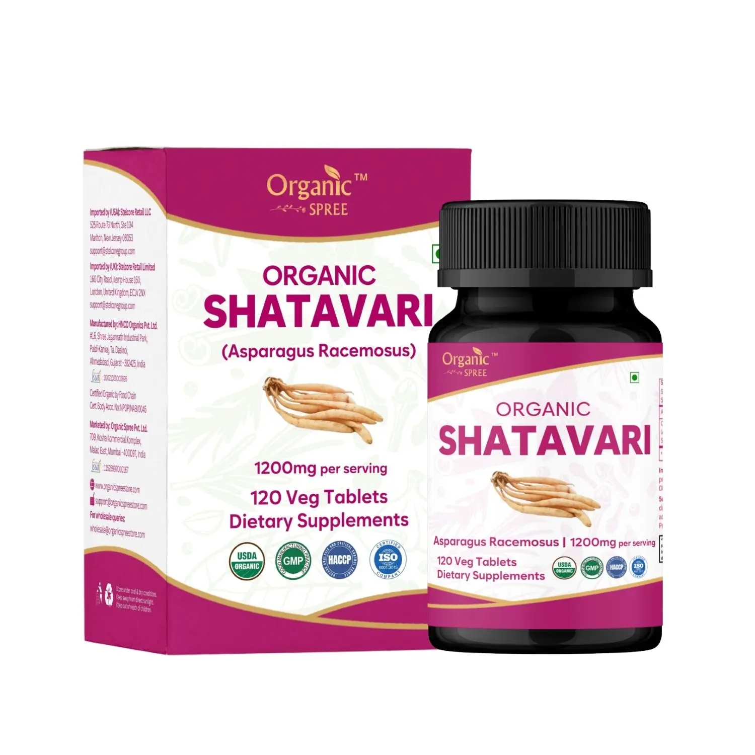 Organic Spree  Shatavari Tablets – Women's Hormone & Immune Support | Asparagus Racemosus Herbal Supplement | 120 Count