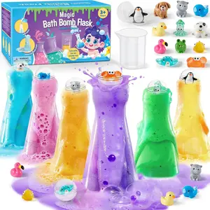 P-TBT025  Kids Bath Bombs Potions Kit with 12PCS Surprise Toys Inside & 6PCS Bubble Bath Bottles for Toddlers, Colorful Fizzy Fun, Perfect Birthday Christmas Bath Toys Gift for Toddlers Kids Boys Girls
