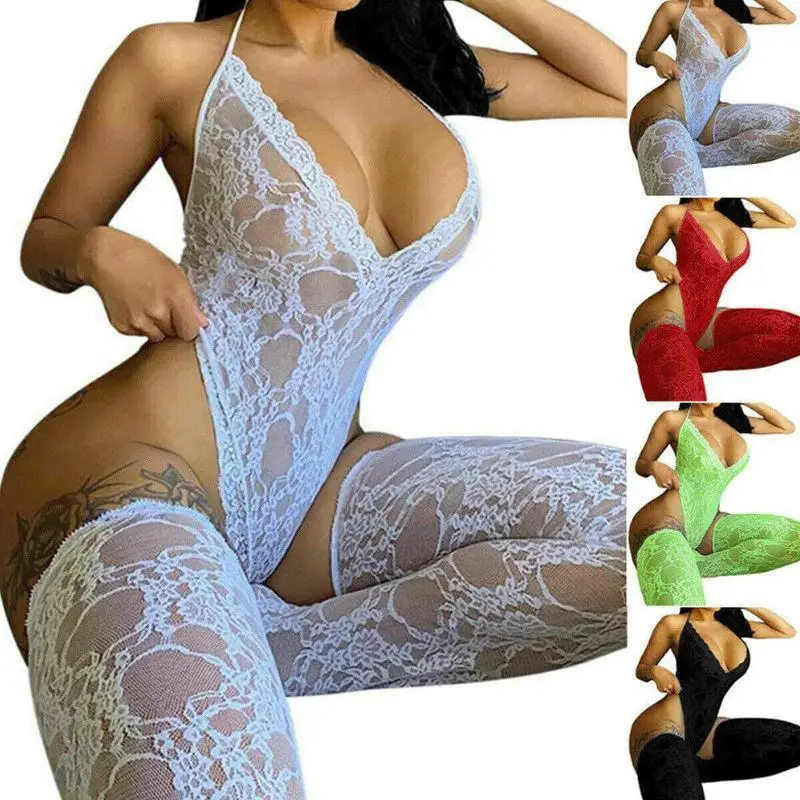 Women Lace Sexy Lingerie Nightwear Babydoll Sleepwear Bodysuit Dress plus Size Womenswear Teddy Hip Basic