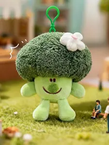 Cute Broccoli Plush Keychain Vegetable Stuffed Toy Food Plush Bag Charm, Soft Fluffy Flower Decor Small Portable Backpack Pendant Purse Accessory, For Girls Women Teens, Birthday Gift Party Favor, Backpack Purse Decoration, Summer Daily Accessory