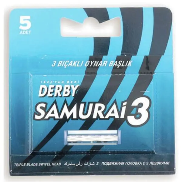DERBY Samurai 3 Triple Blade Razor Cartridges Swivel Head 5 Count