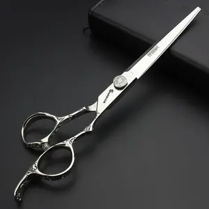 7 "Professional Barber scissors Rose Pattern Modeling tools Japan Stainless Steel Scissors Set