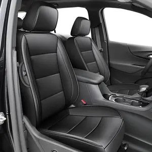 Custom Tailored Full Set Black Seat Covers for Chevrolet Equinox 2018-2024  (LT/LS/Premier/RS/L)  - 5 Seat Waterproof Faux Leather Cushion, Stain/Wear/Scratch Resistant Non-Slip Easy to Install & Airbag Safe, Car Seat Cover