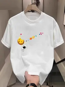 Men's fashion graphic T-shirt featuring space planet elements, breathable and comfortable, machine washable, unisex design, perfect for summer casual wear. Novelty Graphic T Shirt funny tshirt Undershirts Tees Casual Streetwear Classic Plain Men's