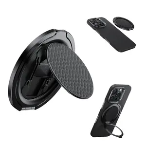 Magnetic Phone Grip Holder for MagSafe Vertical Cell Phone Zinc Alloy Ring Stand Kickstand, Magnet Hand Grip Accessories for iPhone 12-17 Series, Other with Metal Ring