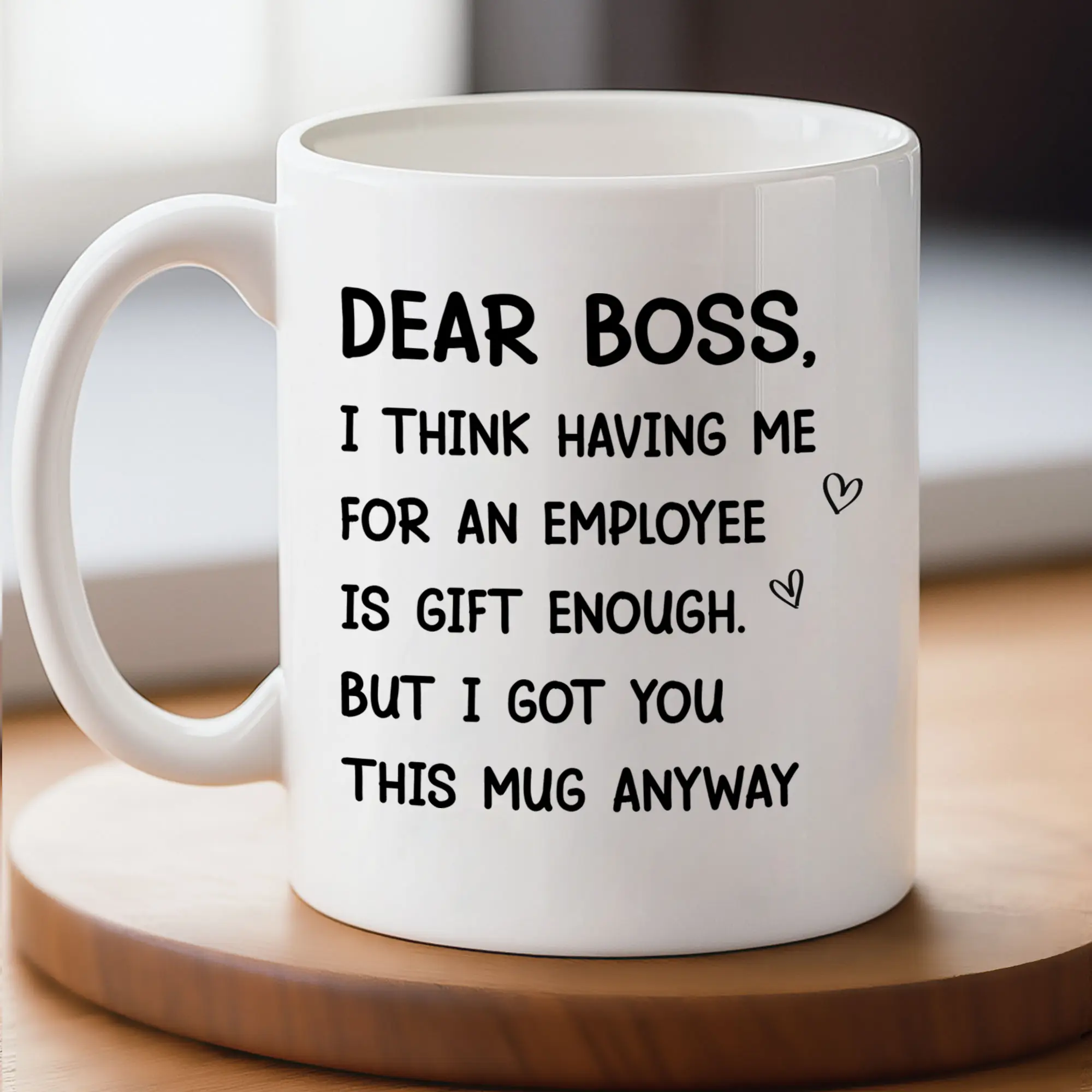 Gift - Dear Boss 11oz Mug - Hilarious Employee Gift for Manager, Office Humor Ceramic Coffee Cup for Christmas or Appreciation, Perfect Work Desk Present for Lighthearted Team Moments