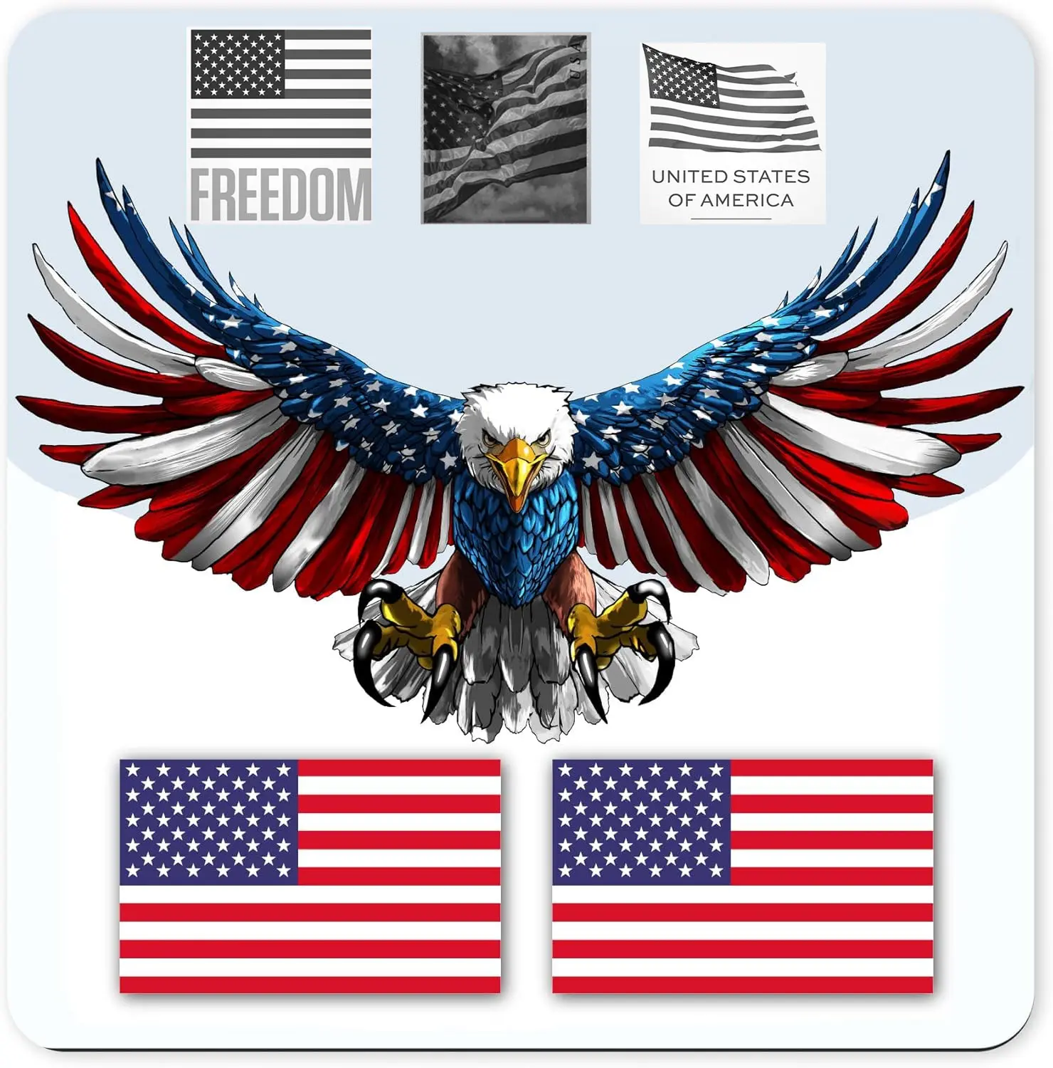 1 roll Waterproof,23 24 25 Patriotic Flag Stickers, Easy to use simply peel and stick for Laptop & Luggage Decor - 100 PCS