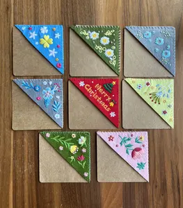 8 pcs Christmas & Flowers Embroidered Corner Bookmark Set - Shipping from USA