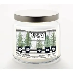 Courtside Market Merry Christmas Candle Glass Jar 12.8 oz