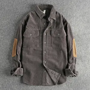 Sleeve cloth patchwork corduroy fabric men's long sleeve shirt retro trend shirt jacket