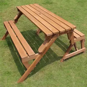 Merry Products MPG-ACT04 Wood Picnic Table - Garden Bench- Wood