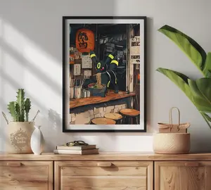 Umbreon Ramen Series Poster Japanese Style Pokemon Inspired Anime Artwork - Printable Wall Art, Ramen Noodles Art, Pokemon Umbreon (Frame Not Included)
