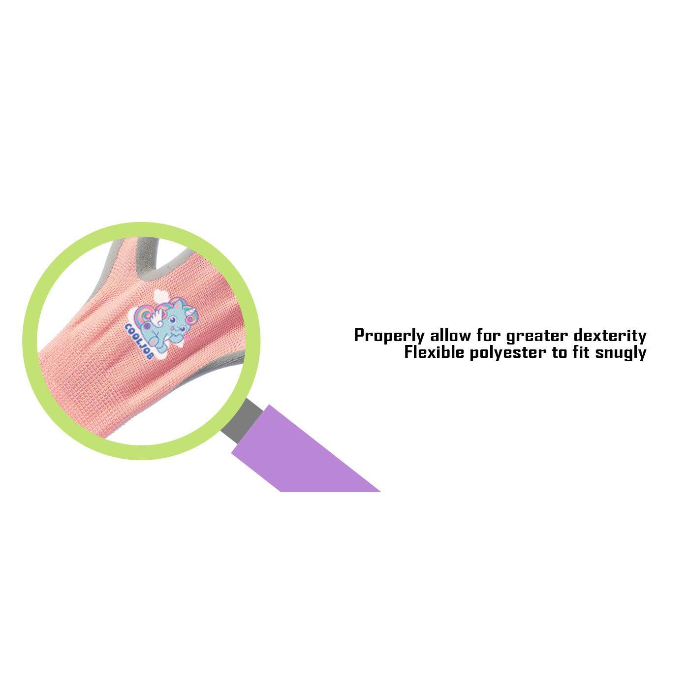 COOLJOB 3 Pairs Kids Gloves, Grippy Rubber Coated Garden Work Gloves for Children, Purple & Pink & Yellow COOLJOB 3 Pairs Kids Gloves, Grippy Rubber Coated Garden Work Gloves for Children, Purple & Pink & Yellow