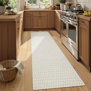 Long Runners Rug for Hallways 2.6x8 Washable Kitchen Runner Rugs Non-Slip Rubber Backed Boho Hallway Runner Rug Tan Braided Farmhouse Carpet Floor Runner for Hall Bedroom Doorway