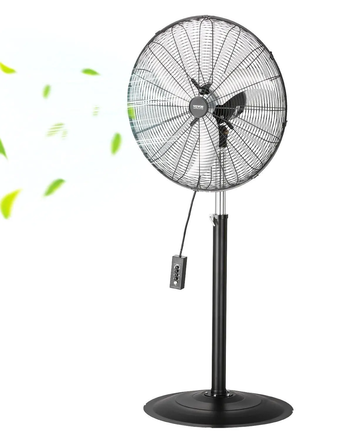 【Backtoschool】VEVOR 24" Industrial Pedestal Standing Fan - Cooling Standing Fan with 3-Speed Settings, Oscillating Function, Adjustable Height for Sleep Aid, Relaxation, Stay Cool, None, Auto Rotating Pedestal Fans