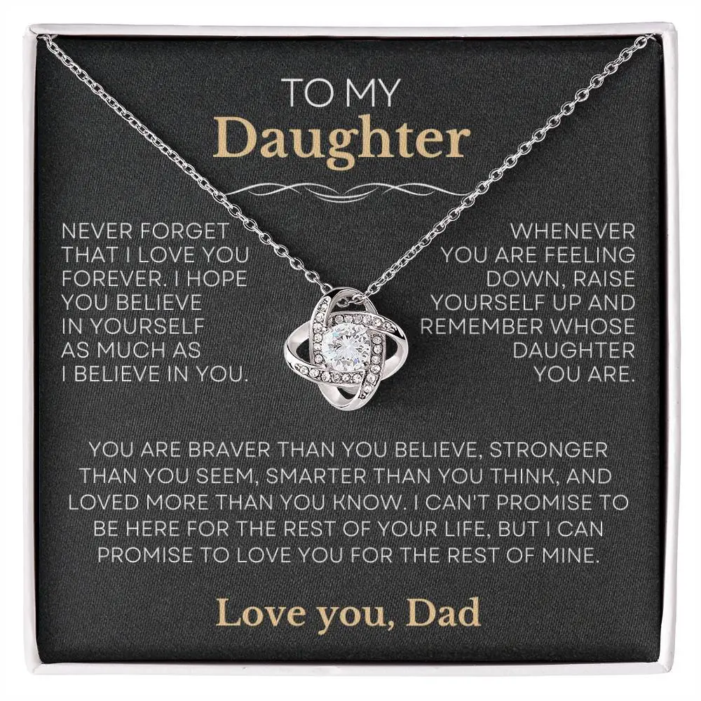 To My Daughter, Love Knot Necklace, Daddy Daughter Gift, Birthday Gift For Daughter, Gift From Dad, You Are Braver