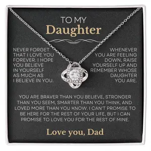 To My Daughter, Love Knot Necklace, Daddy Daughter Gift, Birthday Gift For Daughter, Gift From Dad, You Are Braver