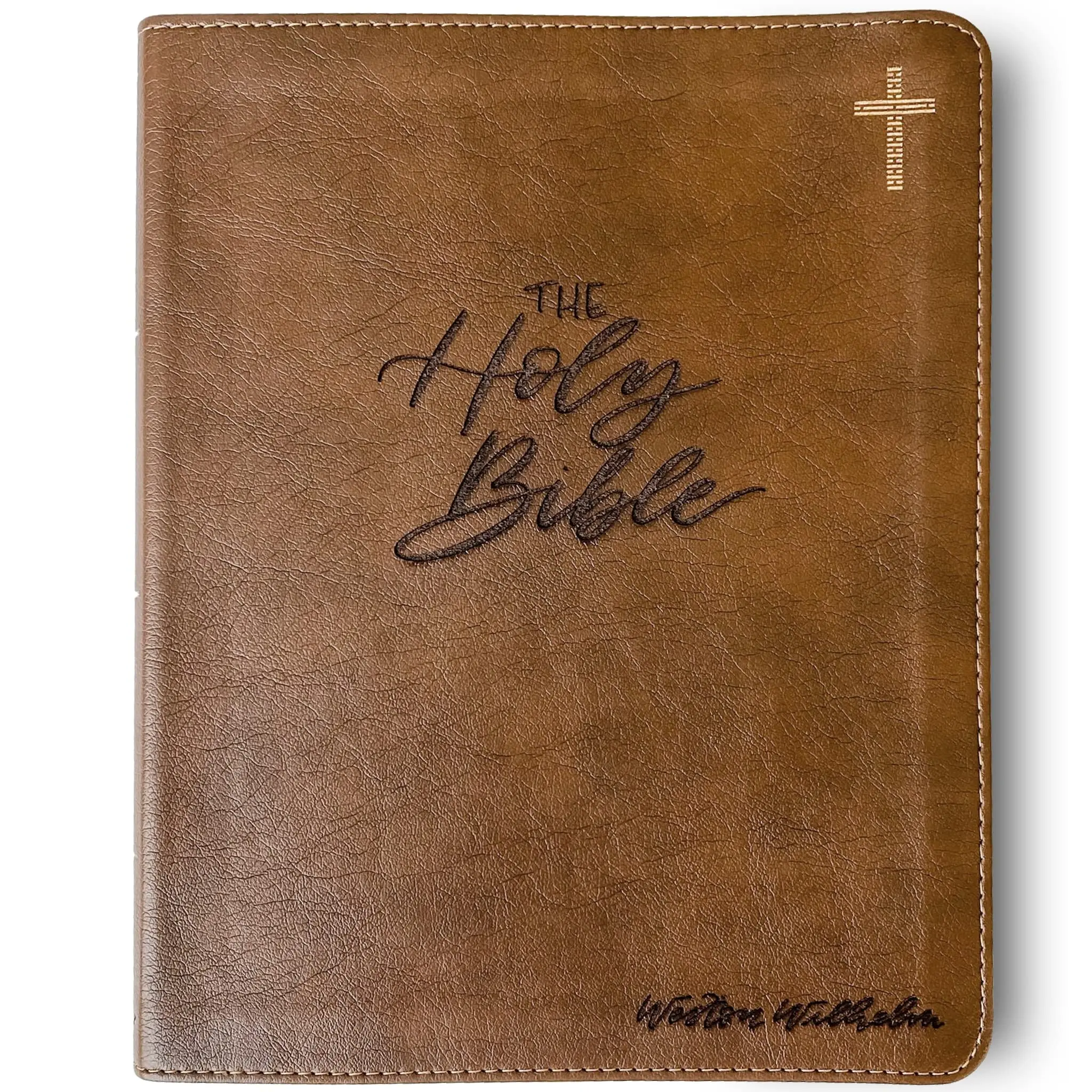 Personalized NIV Journaling Bible - Brown, Gold Cross - "The Holy Bible" - Hand Lettered and Engraved Personalized NIV Journaling Bible - Brown, Gold Cross - "The Holy Bible" - Hand Lettered and Engraved