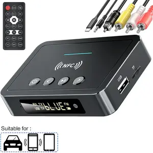 3 in 1 NFC BT5.0 Adapter, Multifunctional Low Latency Sound Converters Adapter with Digital Display & Remote Control for Car Stereo TV PC Home Theater Projector