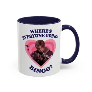 Where’s Everyone Going Bingo Mug, Leon Kennedy Inspired Coffee Mug, Funny Resident Evil Quote Cup for Horror Game Fans, Gift for Gamers