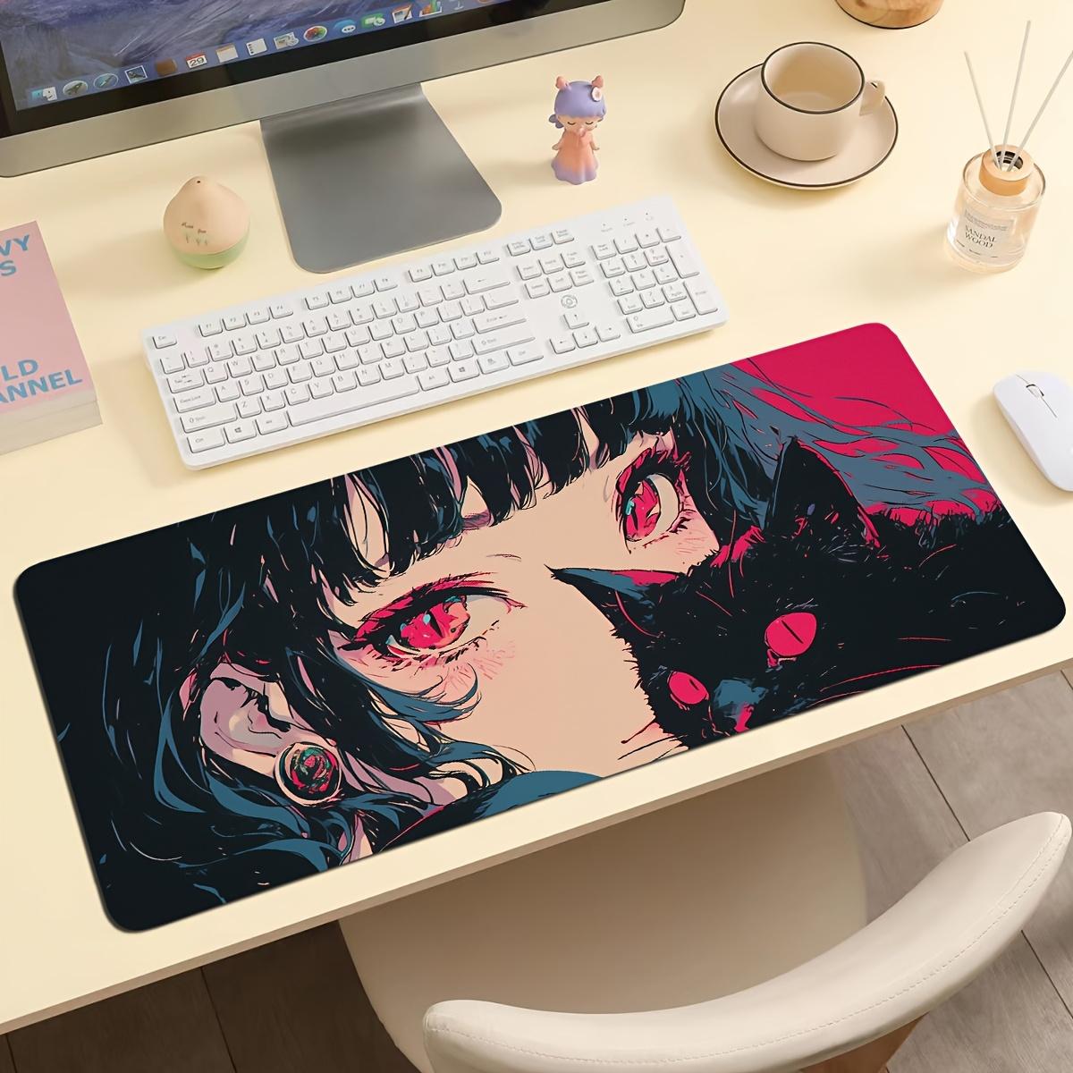 1pc Large Anime Style Mouse Pad-Non-Slip Washable Desktop Mat, with Overlock Design, Office and Game Use, Durable Gift for Boyfriend/Girlfriend, Mouse Pad Suitable for Desktop