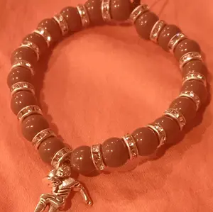 Handmade Brown and Silver Football Bracelet for Men