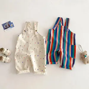 Unisex Spring New Kids Clothes Fashion Overalls Polk Dot Jumpsuits Striped Overalls Children Play Suit