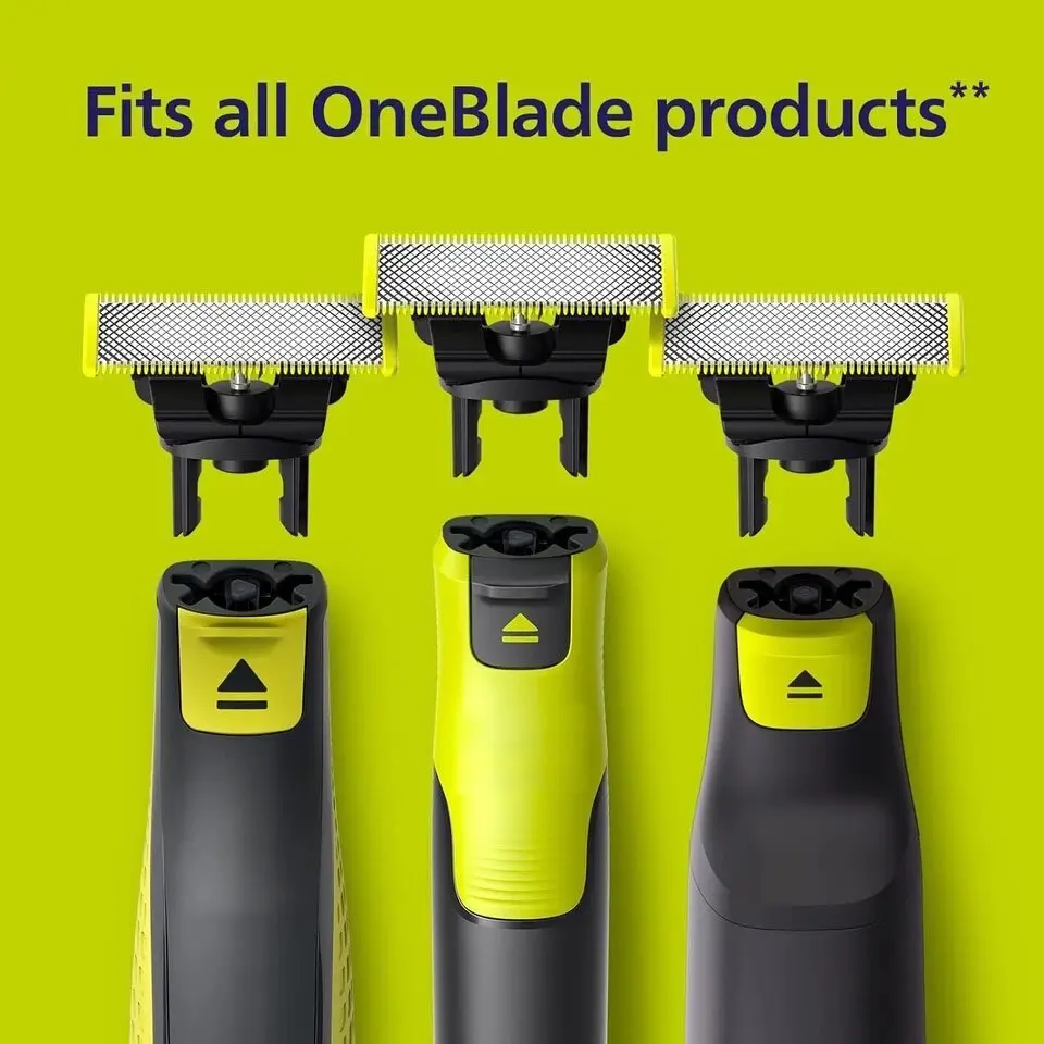 Oneblade Replacement Blades Shaver Attachments Replacement Shaver Head 3-Pack Compatible with Qp2523 6523 2527 2520 2533 2630 6520 Models Durable and Efficient Hair Removal Solution, Perfect Shaving Tool
