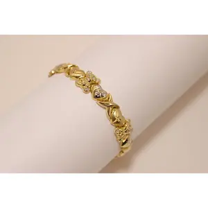 10K White & Yellow Gold Teddy Bear and Heart Bracelet – Sweetness, Love, and Shine in Every Detail