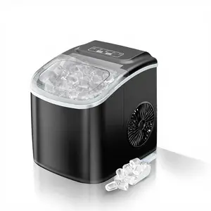 Countertop Portable Ice Maker (Black) - 26lbs/24Hrs, 9 Bullet Ice Cubes in 6 Mins, 2 Sizes, Auto-Cleaning, Includes Scoop & Basket, for Home/Kitchen/Camping