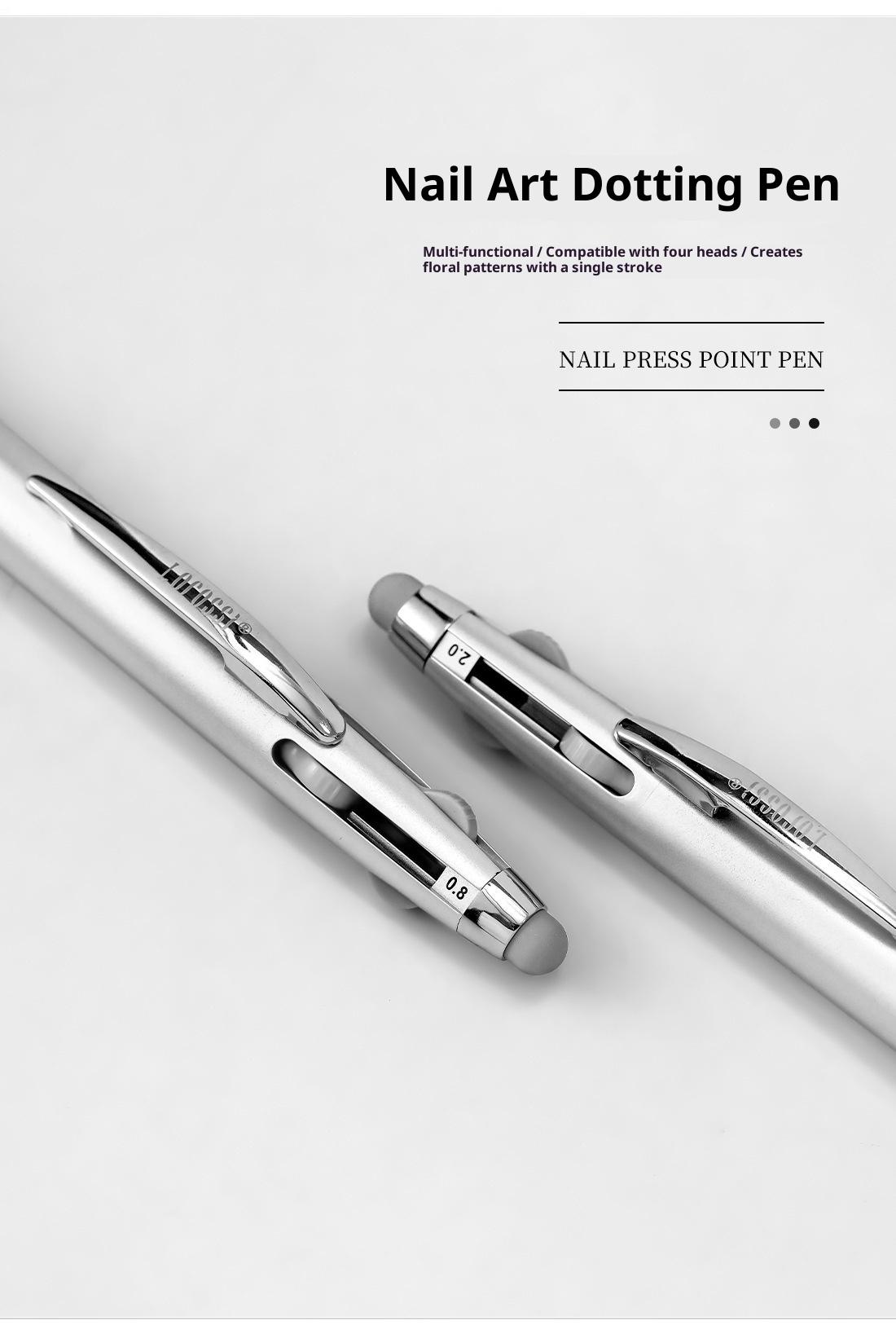 New nail bead pen five in one press type wave point pen can rub powder, draw multiple head drill pen nail tool
