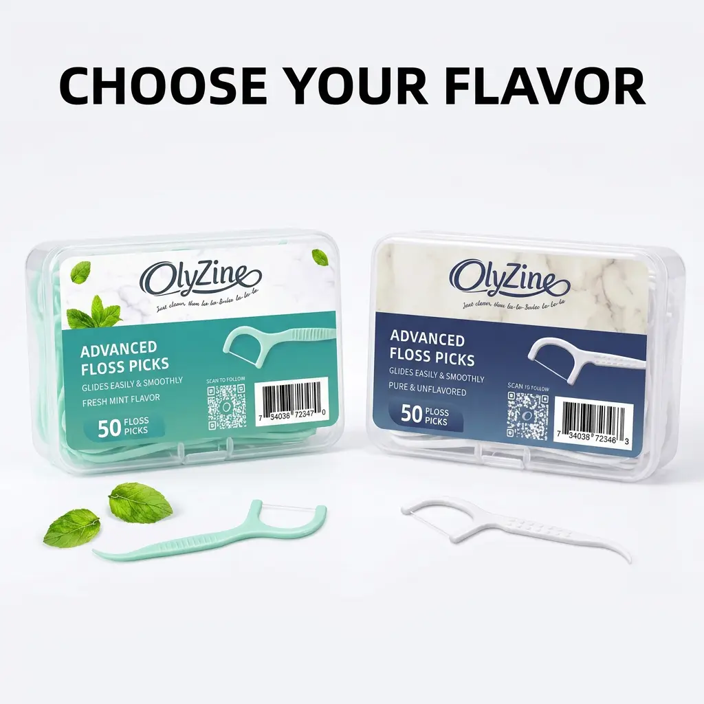 50 Count Dental Floss Picks, Choose Your Flavor Mint Or Unflavored, Disposable Flossers For Teeth Cleaning, Daily Oral Care Dental Hygiene