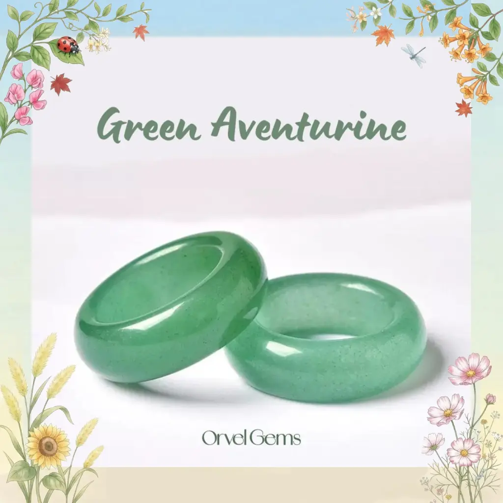 Green Aventurine Crystal Ring – Natural Polished Thick Band for Luck, Healing & Daily Wear