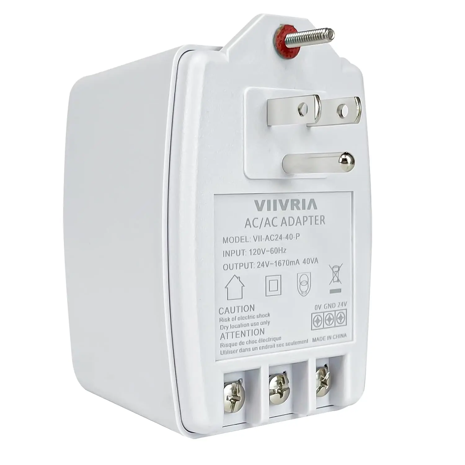 24-Volt AC 40VA Plug-in Doorbell Transformer, Compatible with Ring Wired Video Doorbell, Nest, Ecobee, Sensi, and Honeywell Thermostats, Power Supply for Multiple Smart Doorbells