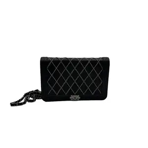 Pre-owned CHANEL FRANCE Crossbody Bags H1 Le Boy Black Metal Wire Diamond WOC (Wallet on Chain) Chain Bag Boy WOC 62241