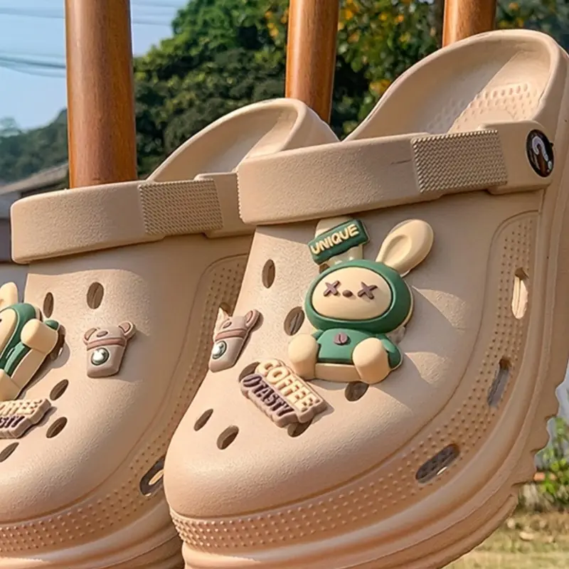 Women's Cute Cartoon Rabbit Hole Shoes, Summer Fashion Casual Thick Sole Slippers, Thick Bottom Slippers, Thick Soled Slippers, Casual Home Slippers, Clog Decoration, Foot Clogs, Outdoor Trendy Sandals, Indoor Non-Slip Slip-On Sneakers
