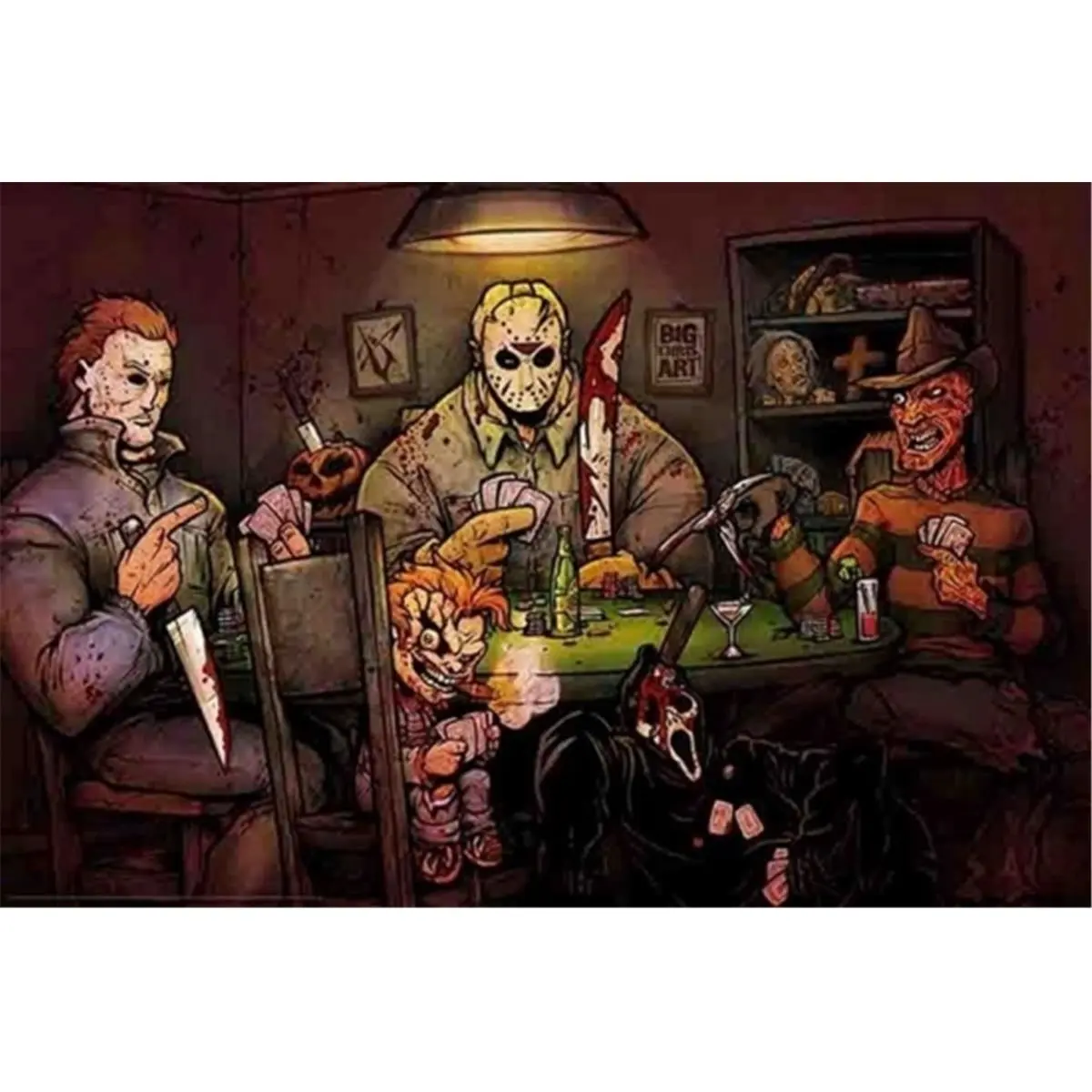 212 MAIN Slashers Nightmare Photo Poster Print - 36x24 in Horror Theme Artistic Wall Decoration, Home Room Decor