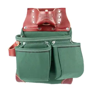 8017 OxyLights️ 8017 Occidental Leather 2 Pouch Tool Bag Green Canvas & Red Leather Construction Tool Belt