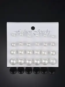 12 Pairs Faux Pearl Decor Stud Earrings, Simple Design Earrings for Women, Fashion Jewelry for Party, Daily Clothing Decor, Trendy All-match & Exquisite Jewelry for Birthday Gift
