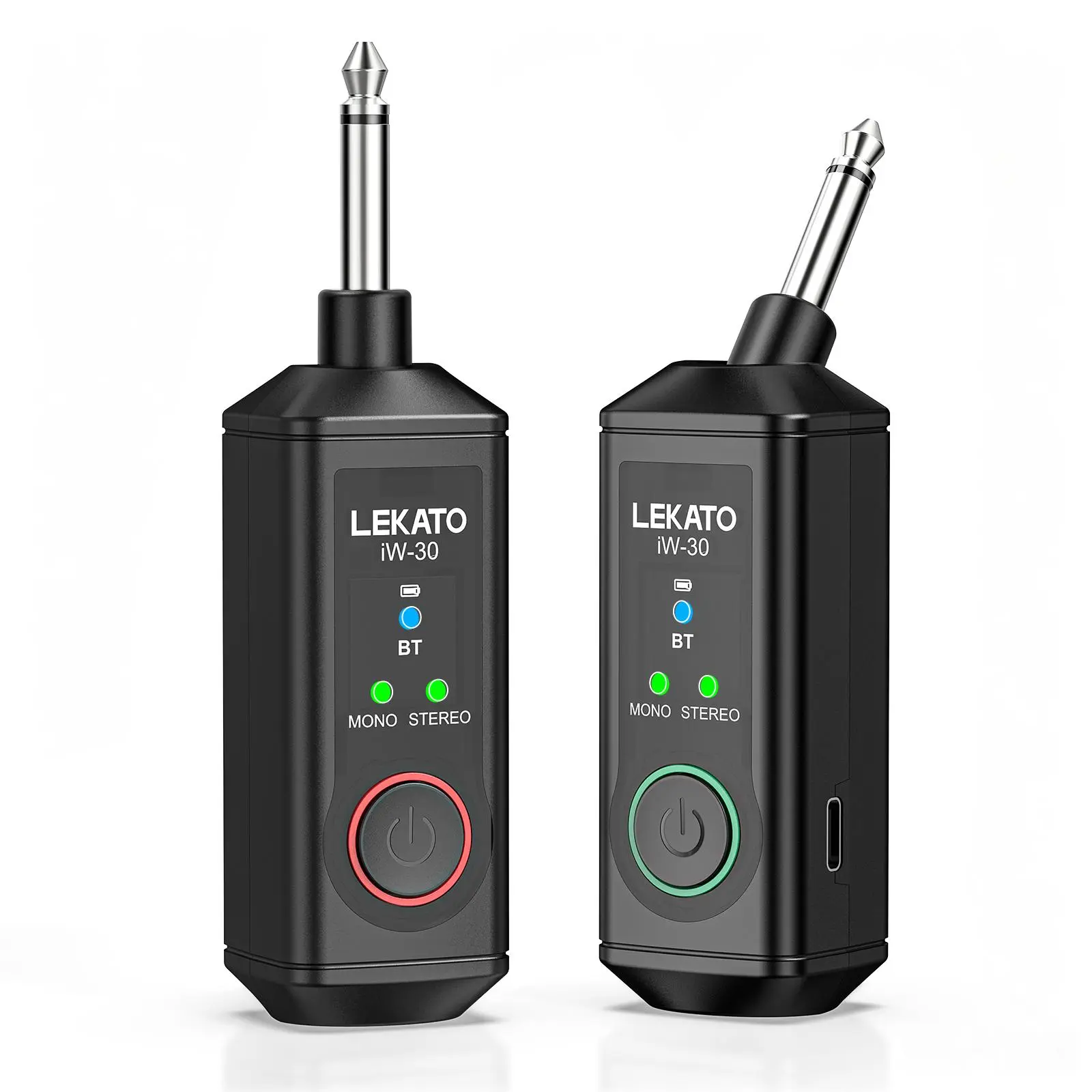 LEKATO 6.35mm Wireless Bluetooth Receiver Adapter for desktop mixing consoles, audio mixers, speakers, and DJ PA systems — 2-Pack for stereo / 1-Pack for mono