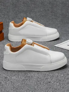 Men's Skateboard Shoes, Simple Fashion PU Leather Design, Durable PVC Sole, Ideal for Commuting, Outdoor, Casual Business, Travel