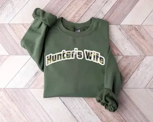 Camo Hunting Sweatshirt, Wife Hunting Season Sweatshirt, Duck Hunting Wife Deer Hunting Wife Abandoned Hunting Wife Sweatshirts Hunter Girlfriend