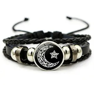 Two-Piece Lucky Hand Bracelet Set in and, Universal Leather Glow-In-The-Dark Braided Couples Jewelry, Perfect Valentine's Gift