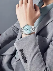 Premium Men's Business Quartz Watch, Diamond Inlaid 3D Grid Design, Luminous Date Function, Water Resistant Timepiece, Exquisite Box