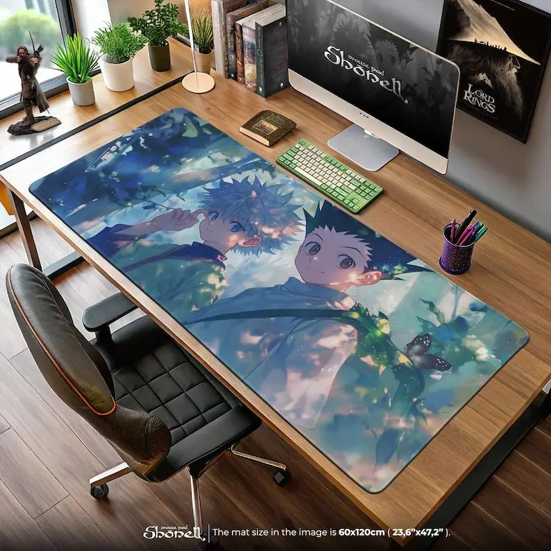Gon & Killua Mouse Pad – Hunter x Hunter Forest Scene with Anime Light Effects, Gaming Desk Mat, Gift for Adventure Fans