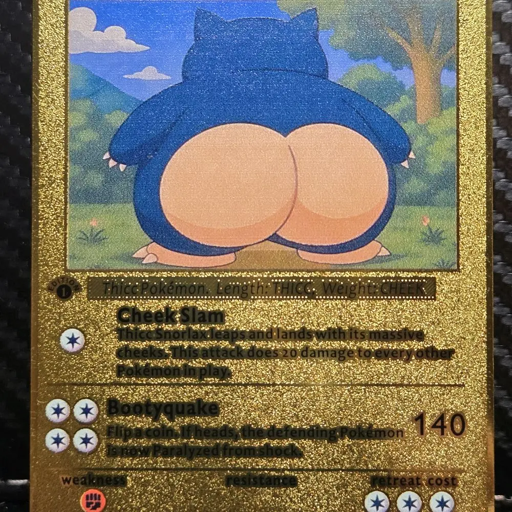 Thicc Snorlax Custom-Made Gold Metal Fan Art Collectible Card