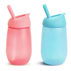 VVH Munchkin ®   Simple Clean ™   Toddler Sippy Cup with Easy Clean Straw, 10 Ounce, 2 Pack, Pink/Blue