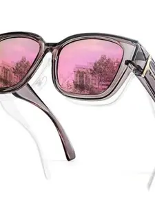 Siphew Polarized over Prescription Sunglasses, Unisex Driving Glasses, Geometric Frame Sunglasses, Fashion Large Square Frame, Uv400 Protection, Stylish Oversize Shades