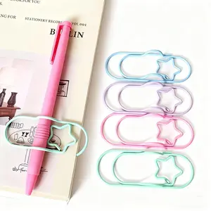 4 Metal Pen Clips for Notebooks and Planners, 3.11 Inch Giant Heart-Shaped Paper Clips, Durable Organization Tool, Stationery