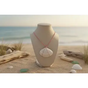 Coastal Beauty Clam Shell Pink Cord Necklace